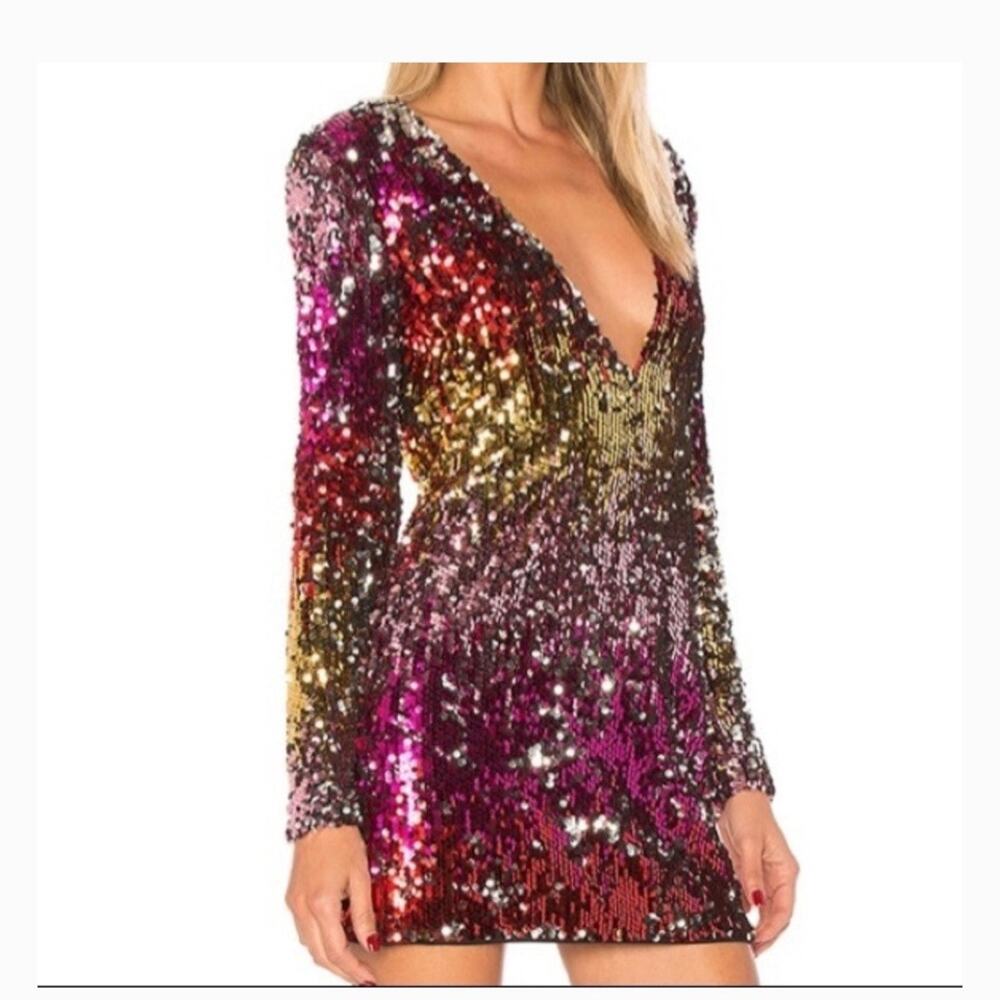 Southern Fried Chics Mini dress Allover rainbow sequin Size Junior med NWT